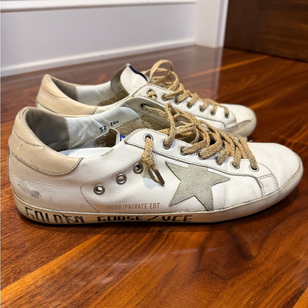 Golden Goose Cream and Tan Sneakers with Star